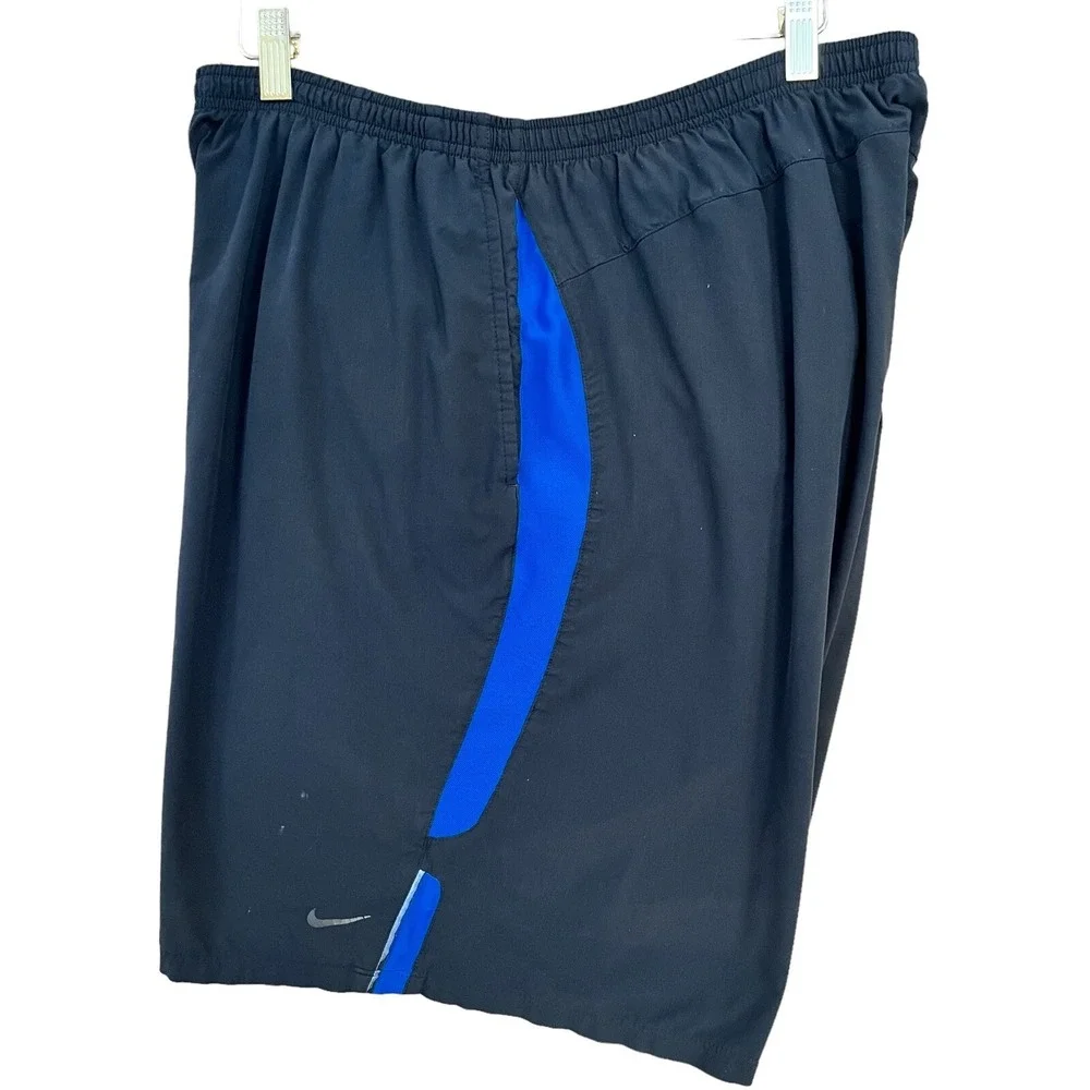 Nike Swim Trunks Mens XL Black Blue Board Shorts DriFit Lined Beach Vacation